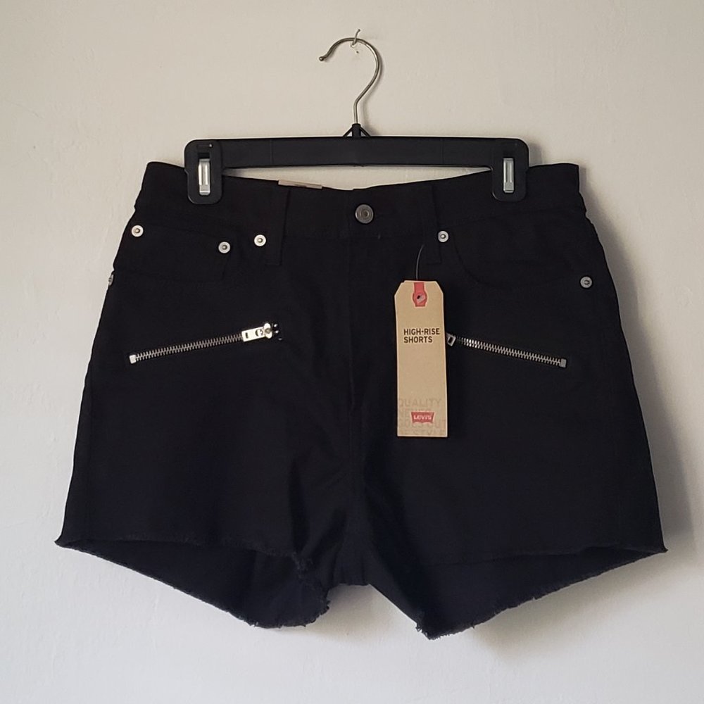 Levi's High-Rise black jean shorts w/ zippers